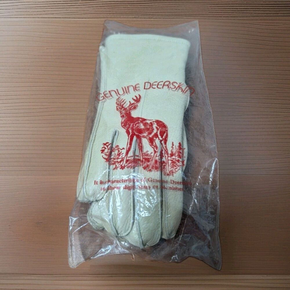Vintage USA Custom Tannery Genuine Deerskin Driving Gloves Mid - Western Large